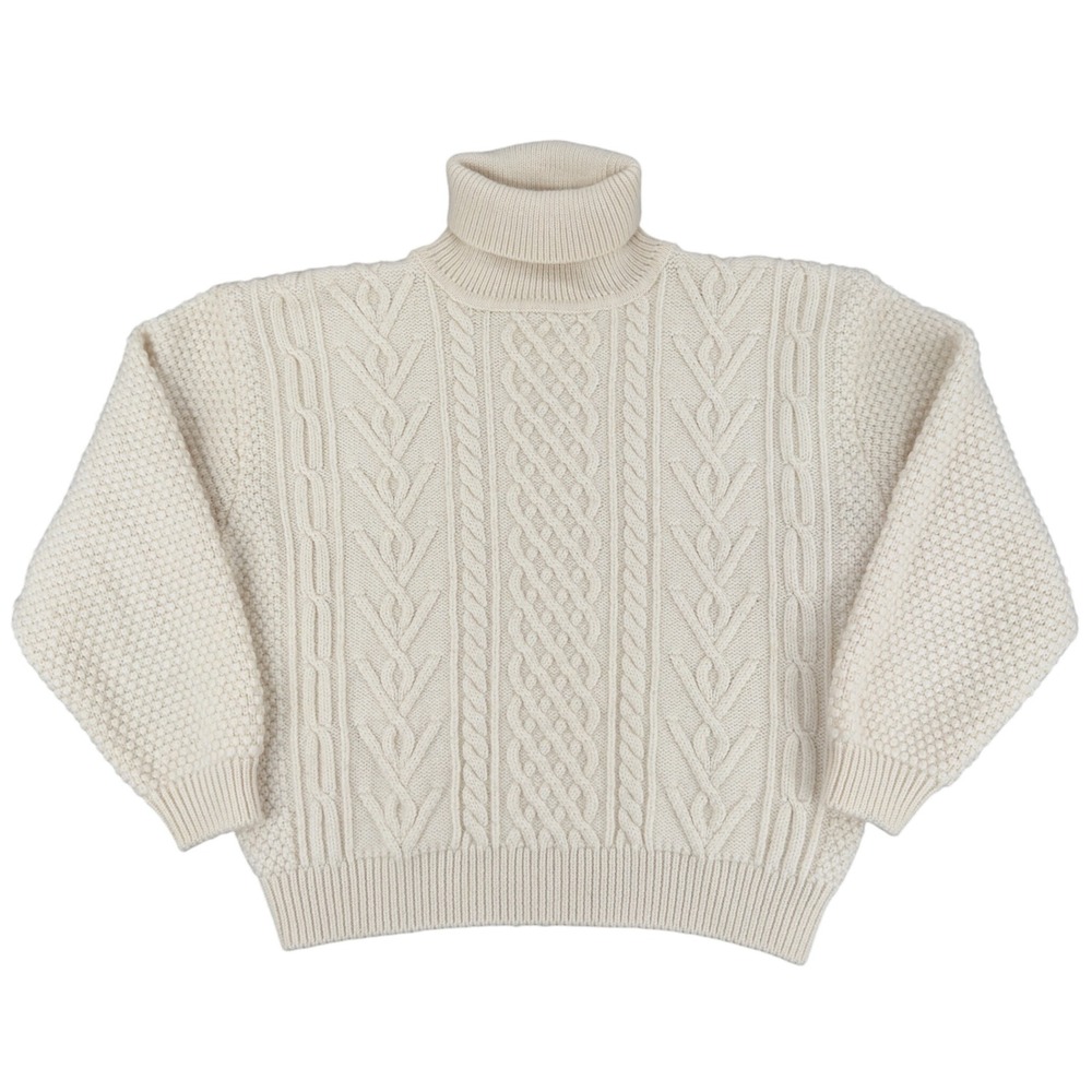 Vintage Studio Michelle‎ Stuart Chunky Knit Sweater Womens MED Ivory Fishermans